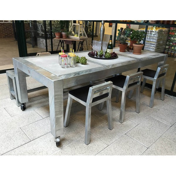 Galvaniseret Taburet m Ryglæn L44xB44xH64 cm