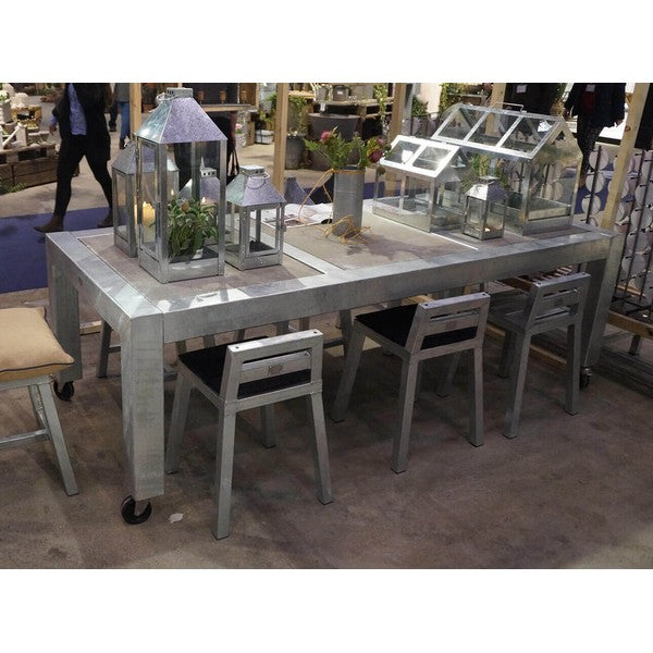 Galvaniseret Taburet m Ryglæn L44xB44xH64 cm