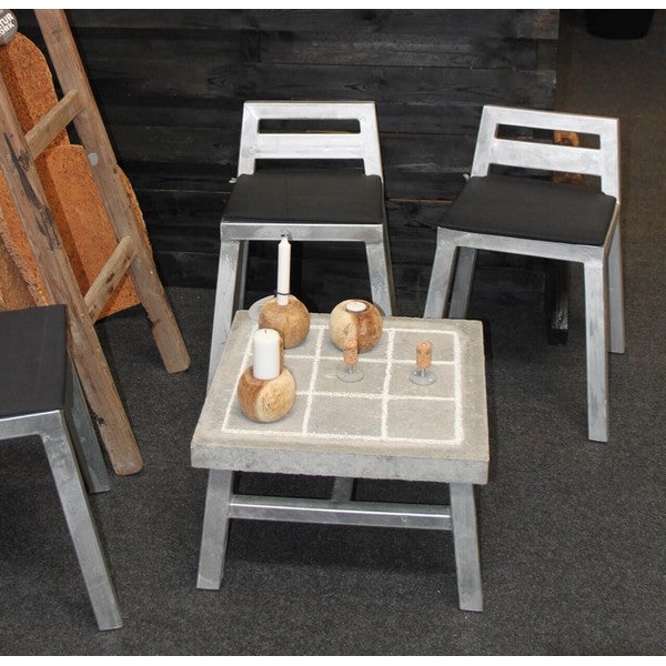 Galvaniseret Loungebord m betonflise L50xB50xH33 cm