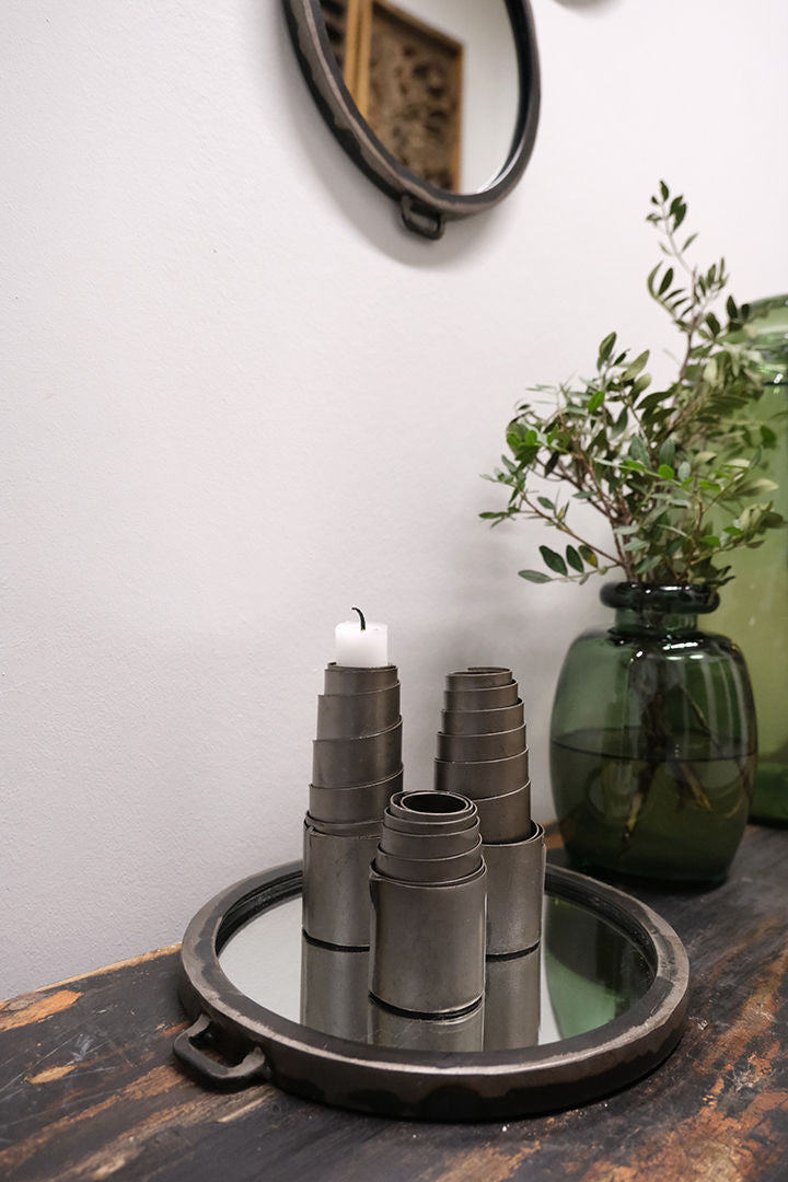 Trademark Living Smilla rundt spejl med lædersnor