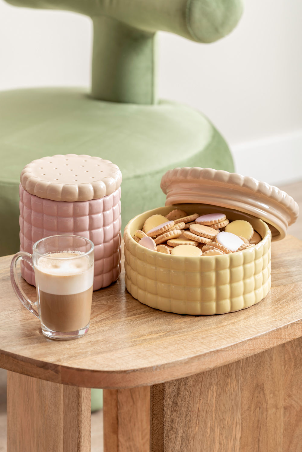Present Time Opbevaringskrukke Biscuit Box stor blød gul