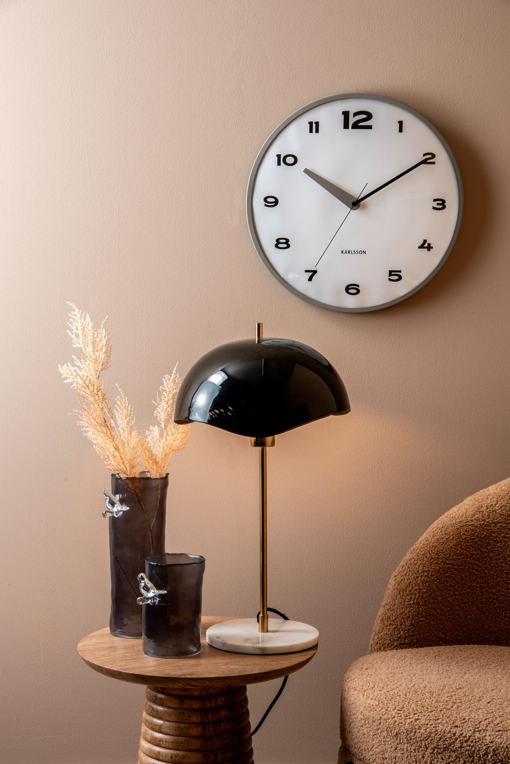 Present Time Vase Bird On Branch lille mørkegrå