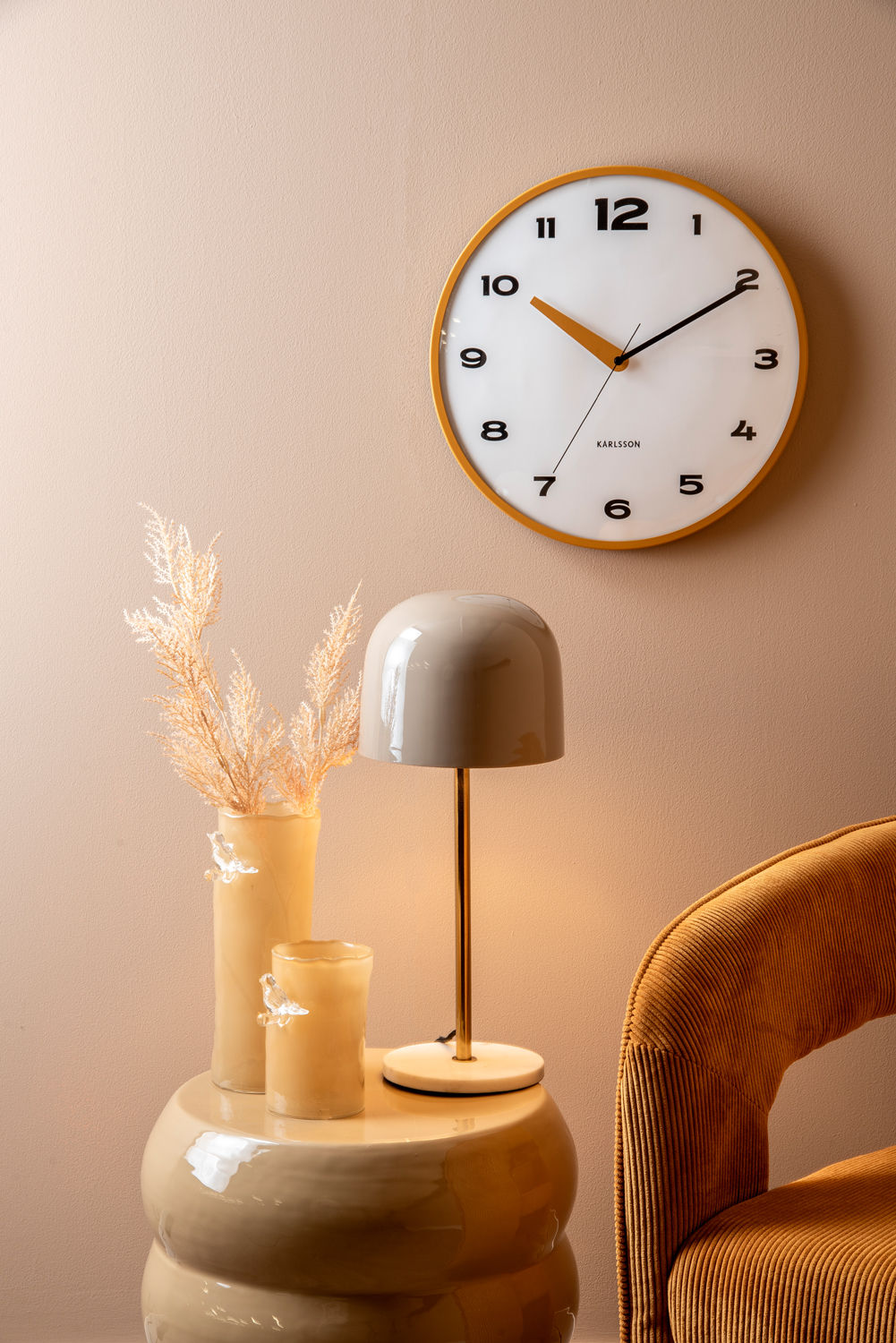 Present Time Vase Bird On Branch lille blød gul
