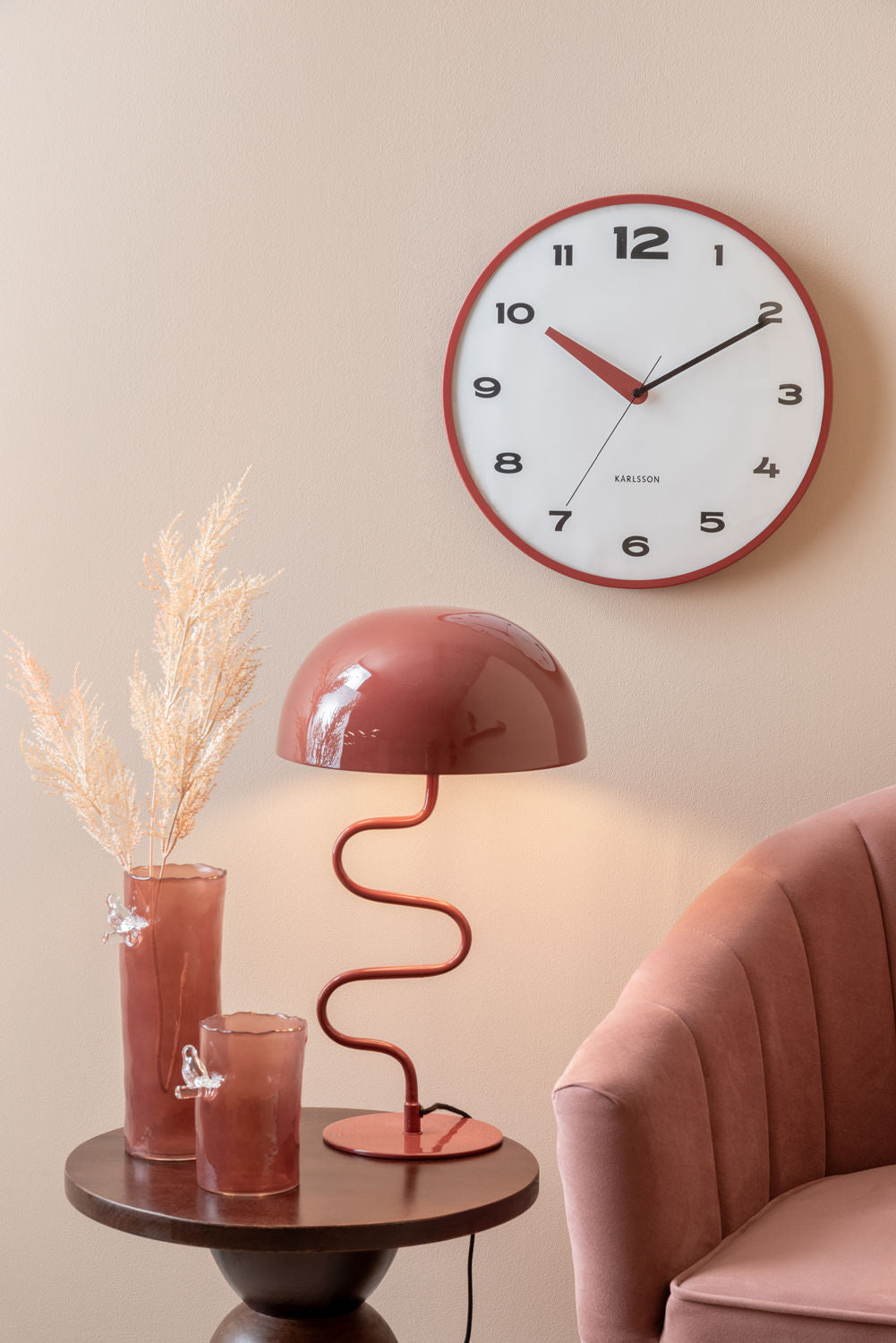 Present Time Vase Bird On Branch lille rød okker