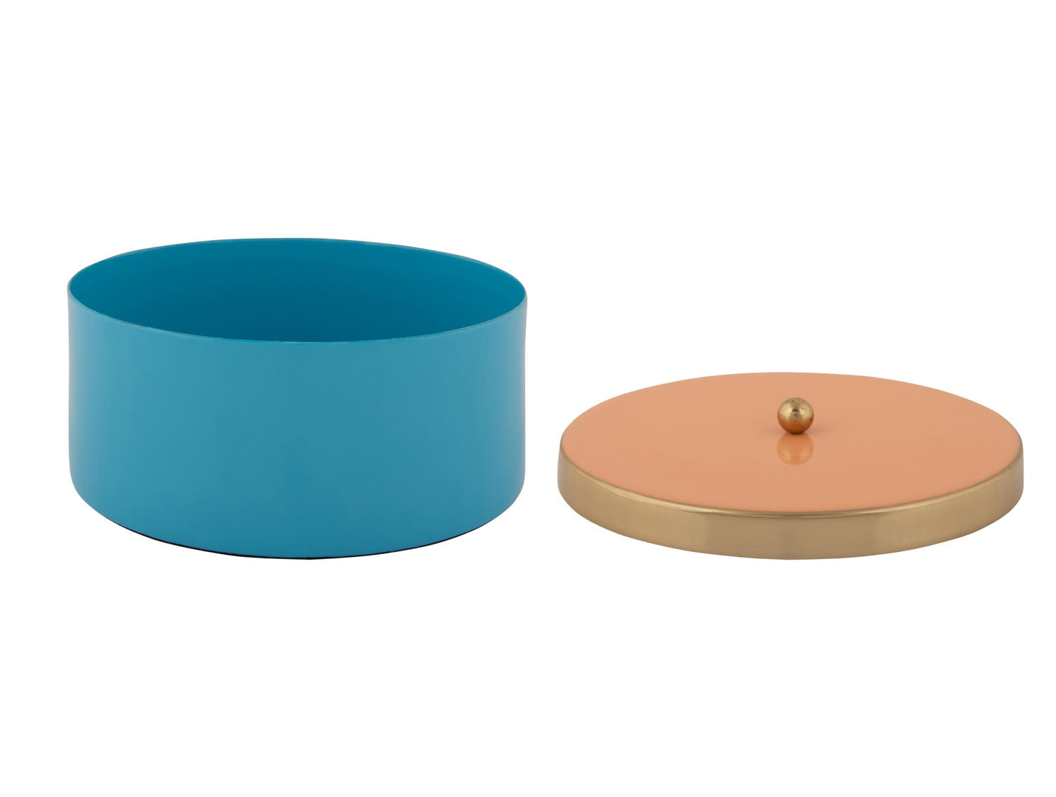 Present Time Opbevaringsboks Dobbelt Funky medium aqua blå m. fersken appelsin