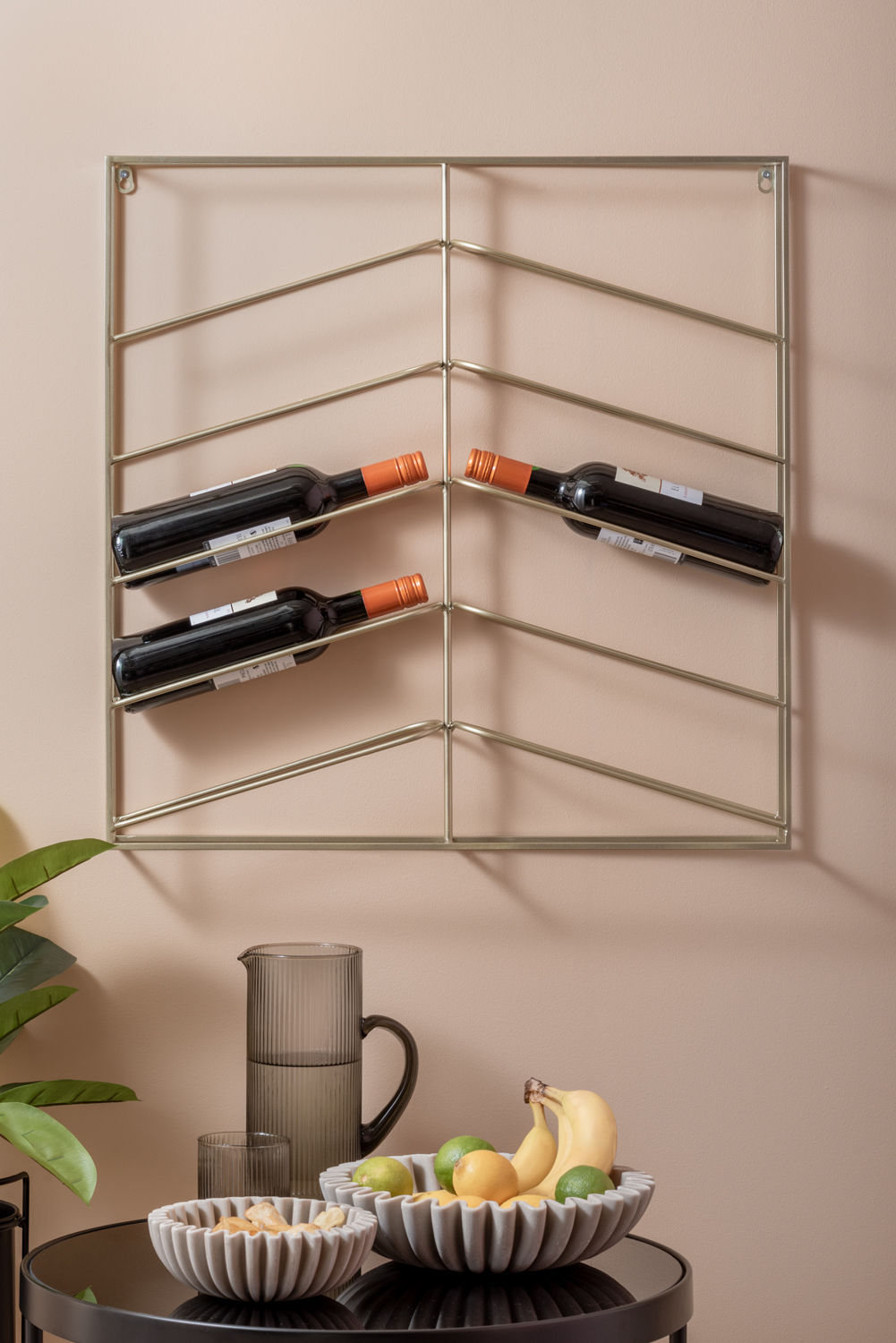 present time Wine rack Cuadro metal painted gold