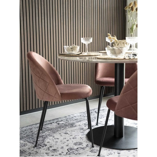 Geneve rosa velour med sorte ben 78x51x43,5 cm