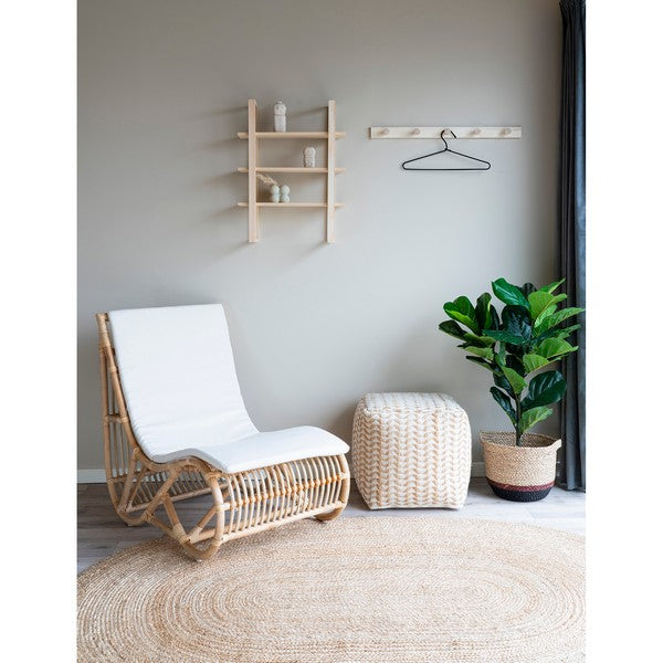 Vapi Puf håndvævet natur/råhvid Ø40X40 cm