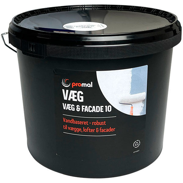 Promal Væg- & facade ren akryl maling glans 10 - 10 liter hvid