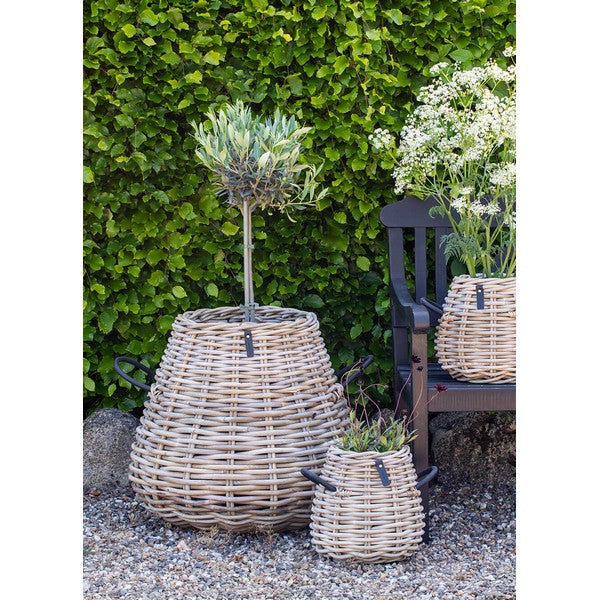 Mega pære rund Rattankurv - kubu - inkl. pose Ø43/70x60 cm