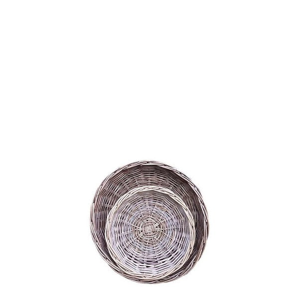 Rund Rattanbakke - kubu - (sæt m. 2 stk. / 2 str.) 1xØ45X12 cm - 1xØ62x14 cm