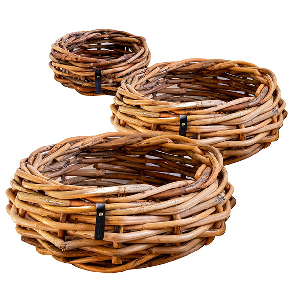 Rund Rattanbowle sæt m 3 stk - inkl poser