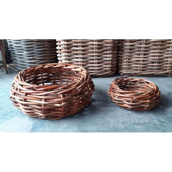 Rund Rattanbowle - (sæt m. 2 stk. / 2 str.) - inkl. poser 1xØ36x17 cm - 1xØ54x20 cm