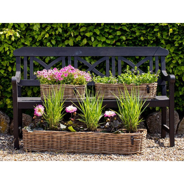 Aflang Rattanbakke - kubu - (sæt m. 3 stk. / 3 str-) 1x42x18x17 cm - 1x58x18x17 - 1x106x23x20 cm