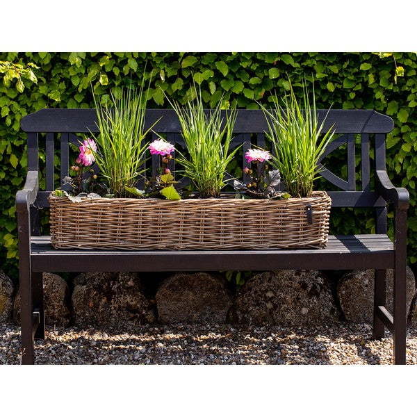 Aflang Rattanbakke - kubu - (sæt m. 3 stk. / 3 str-) 1x42x18x17 cm - 1x58x18x17 - 1x106x23x20 cm