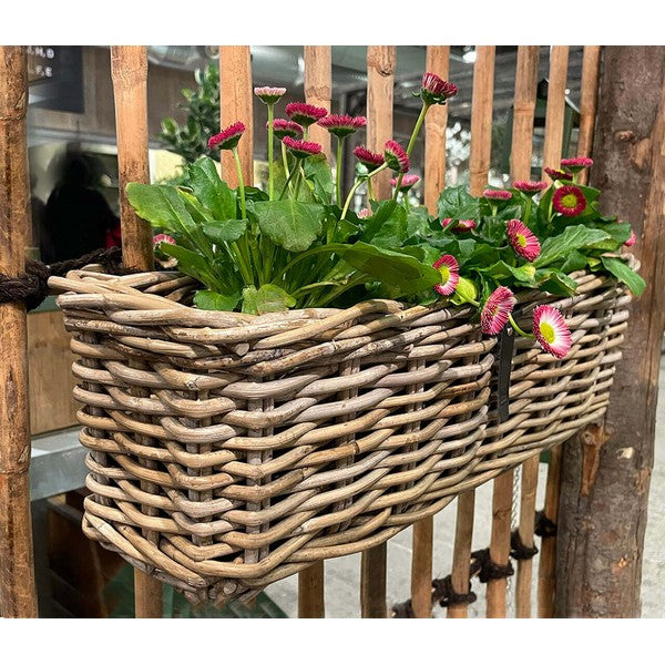 Aflang Rattanbakke - kubu - (sæt m. 3 stk. / 3 str-) 1x42x18x17 cm - 1x58x18x17 - 1x106x23x20 cm