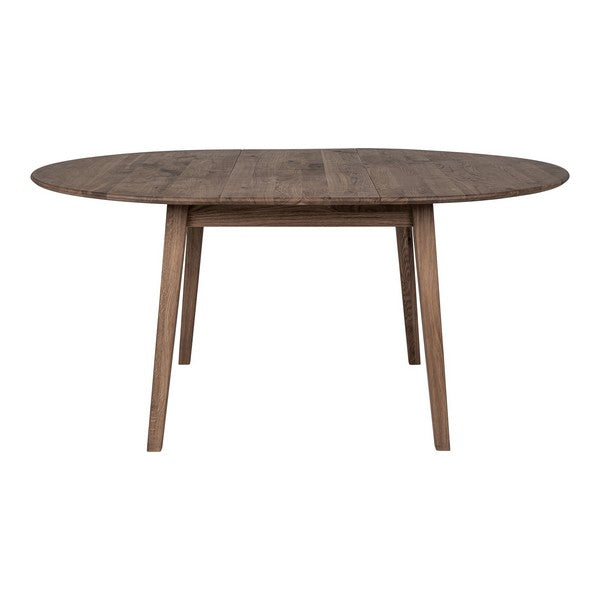 Metz Spisebord smoked olieret eg, indbygget tillægsplade med butterfly funktion Ø118x118-158x75 cm