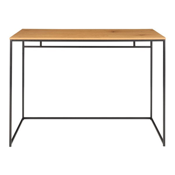 Vita skrivebord egetræslook med sort stel 100x45x75 cm