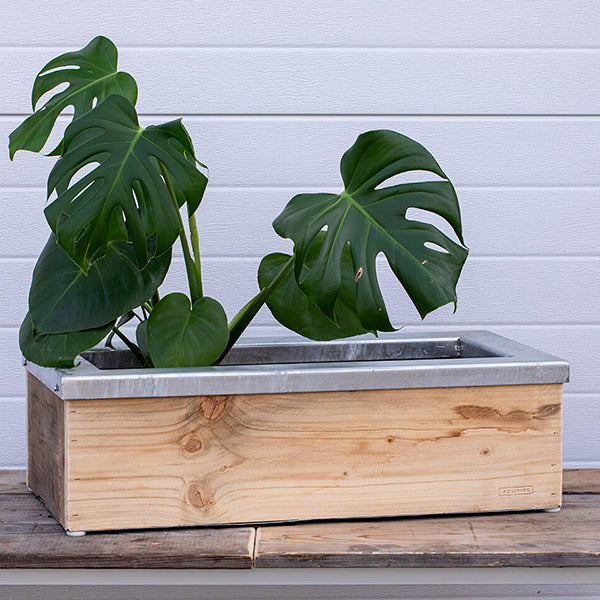 Aflang Plantekasse m/galv ramme 67x34,5x20,5 cm