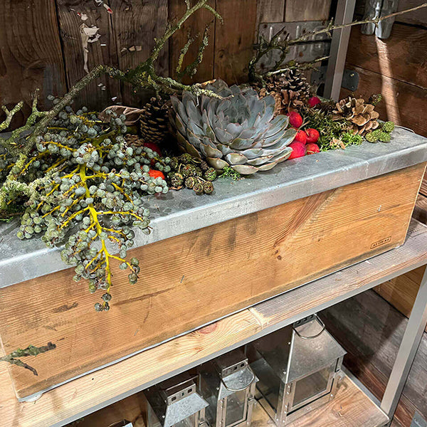 Aflang Plantekasse m/galv ramme 67x34,5x20,5 cm