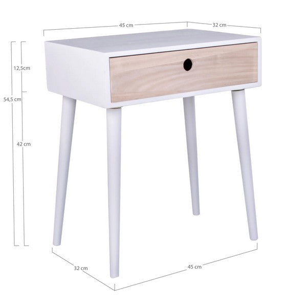 Parma Hjørnebord hvid med træskuffe 32x45x54,5 cm