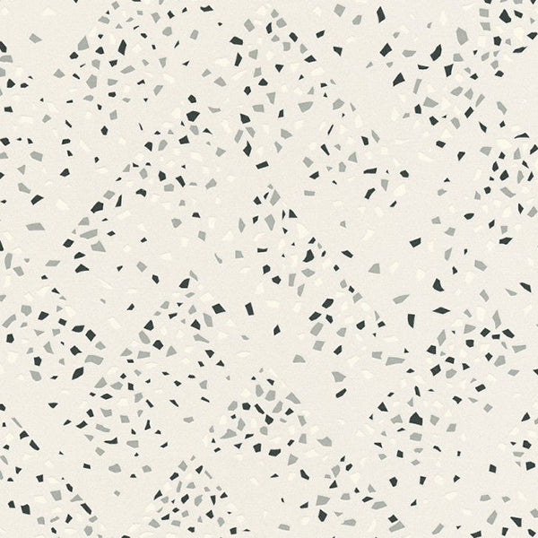 Tapet grå med terrazzo mønster i hvidt 0,53x10,05 meter