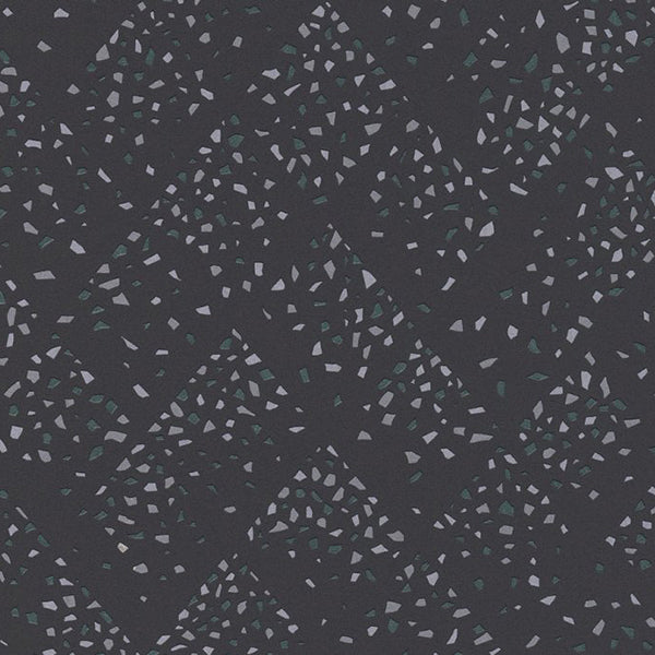 Tapet sort med terrazzo mønster i grå 0,53x10,05 meter
