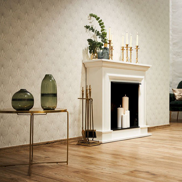 Tapet elegant retro creme med blank 0,53x10,05 meter
