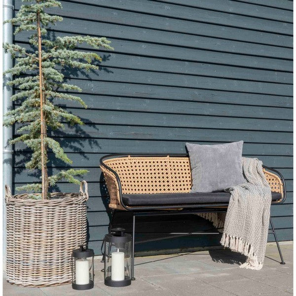 Cort Plaid i bomuld, mørkegrå/hvid, design C, 130x160 cm