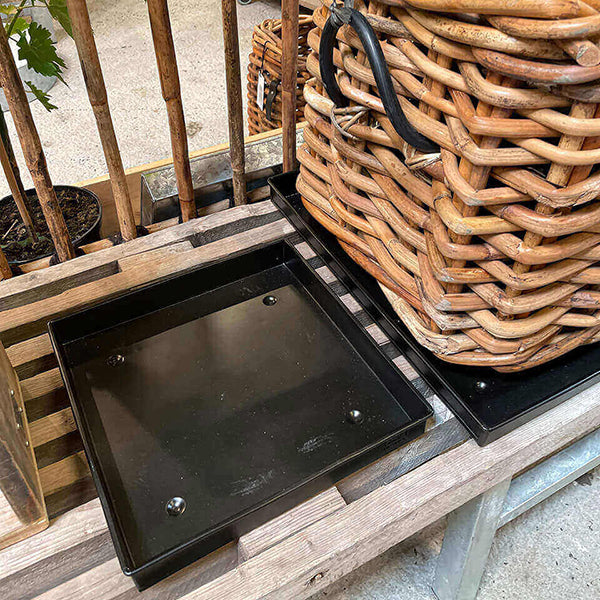 Sort Mega Bundbakke firkantet 64x64 cm t/rattankurv