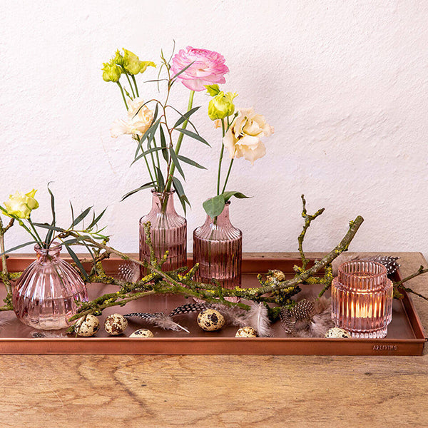 Plantebakke sæt rektangulær m/3 størrelser kobberlook