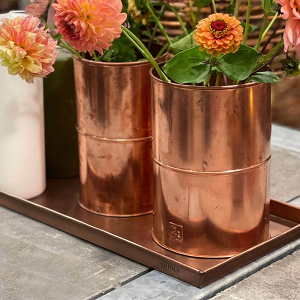 Plantebakke sæt rektangulær m/3 størrelser kobberlook