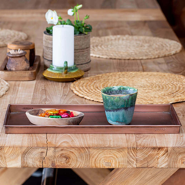 Plantebakke sæt rektangulær m/3 størrelser kobberlook