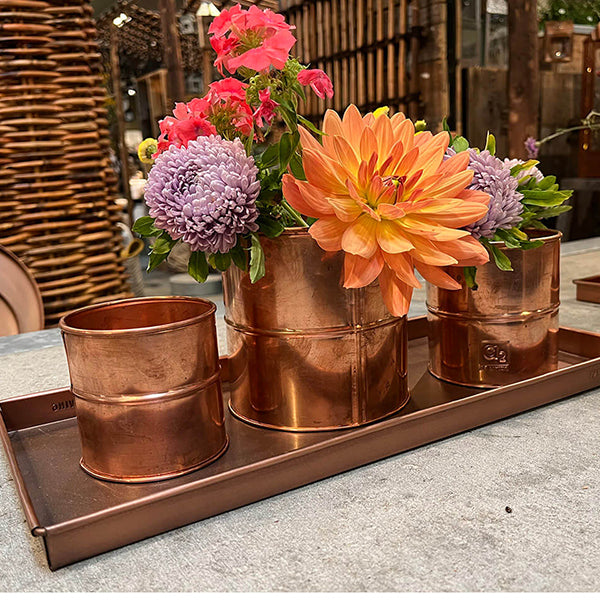 Plantebakke sæt rektangulær m/3 størrelser kobberlook
