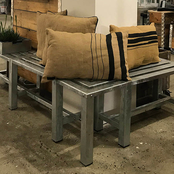 Galvaniseret Hjørnebænk 35 - Hjørne/Ekstra Sektion (Ben: 6x6 cm)