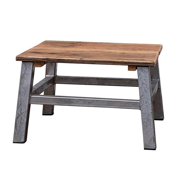 Galvaniseret havebord Loungebord 50x50x30 cm m/top af genbrugstræ