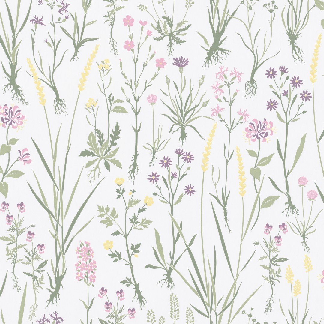 Tapet med blomster lys 0,53x11,20 meter