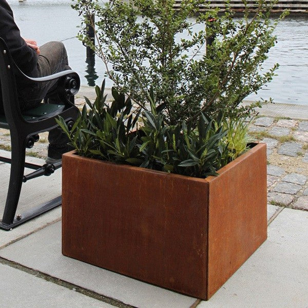 Plantekasse cortenstål modern m/bundplade 80x80x40 cm