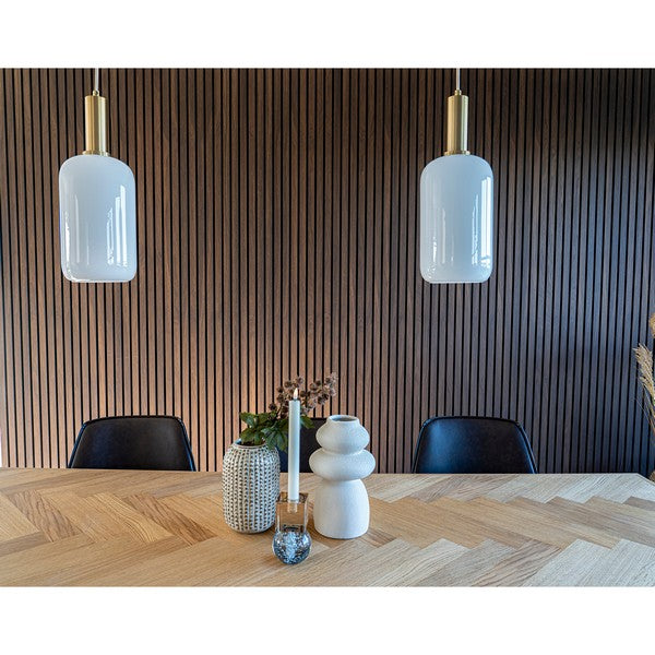 Chelsea Pendel messing hvid glas cylinderfarvet ø13x150 cm