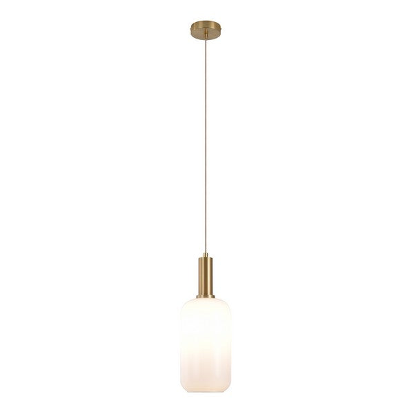 Chelsea Pendel messing hvid glas cylinderfarvet ø13x150 cm