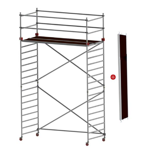 JUMBO rullestillads m/montagedæk 305x135 cm - 4,2/6,2 meter