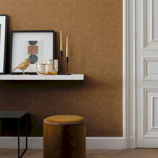 Tapet ensfarvet orange/brun 0,53x10,05 meter