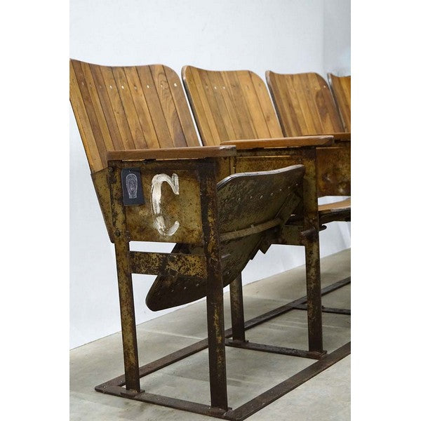 Bollywood biografbænk med 4 træsæder 80x182x42 cm