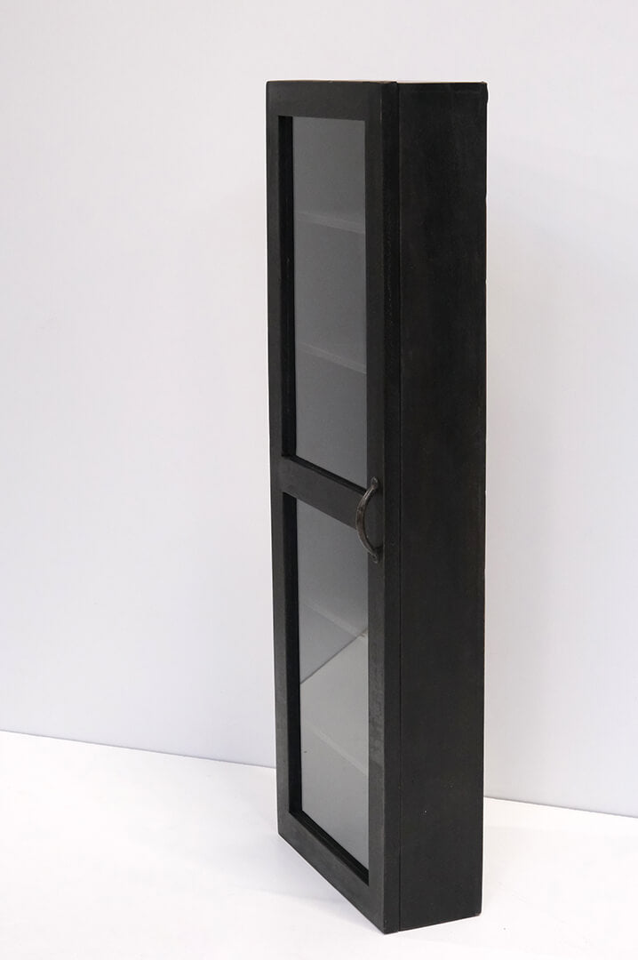 Sort vægskab i træ - høj 114x40x15 cm