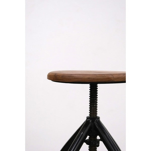 Spin drejeskammel med træsæde - mørk 45x41x31 cm