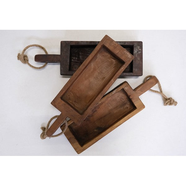 Træfad med håndtag 8x46x14 cm