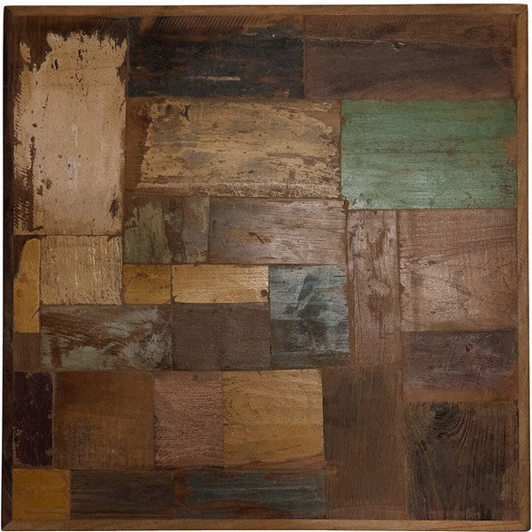 Træbordplade i farvet genbrugstræ 3x70x70 cm