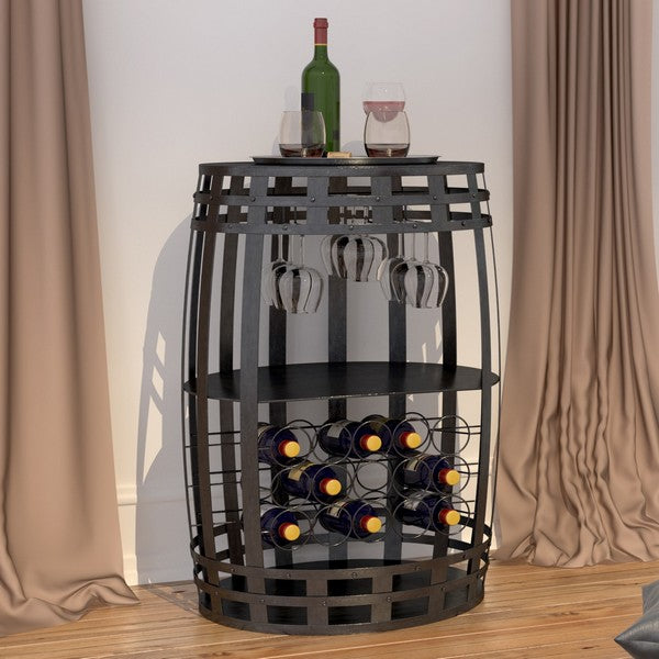 Barskab vintønde Factoria sort metal Ø65x90 cm