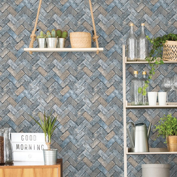 Tapet Herringbone Brick 0,53x10 meter