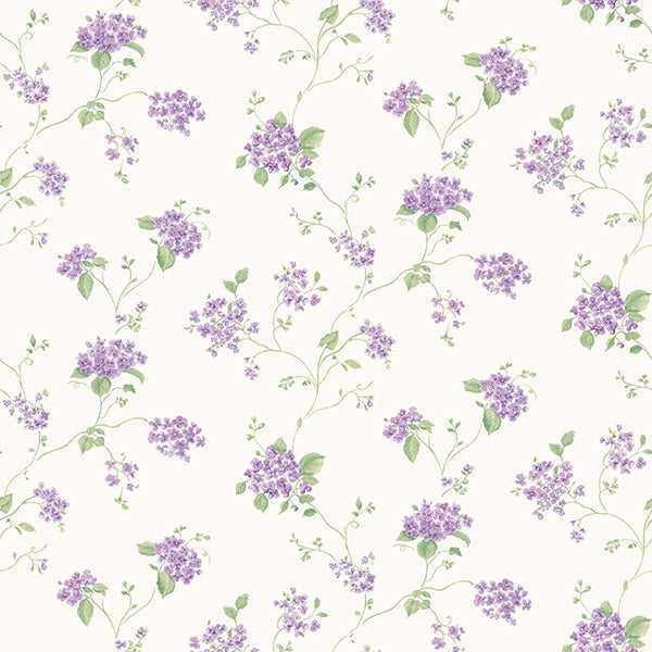 Tapet vilde blomster i lilla 0,53x10 meter